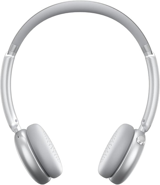 LORELEI Q60 Wireless Bluetooth On Ear Headphones，Built-in Micphone, 40 Hours Up Battery Life, Lightweight ，Bass Mode, Memory Earmuffs (Silver)