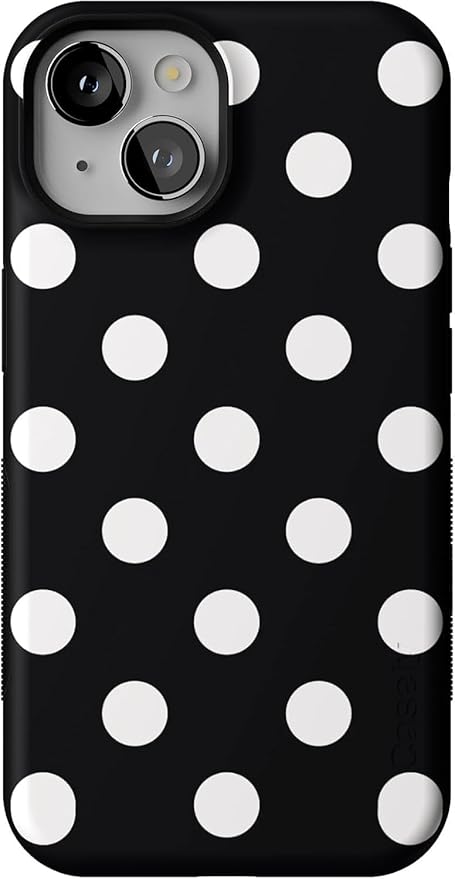 Casely iPhone 14 Case | Polka Dots | High Contrast Design | Compatible with MagSafe | Bold Protective Design