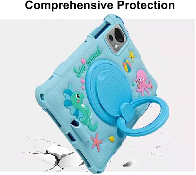 Tablet Case for ALLDOCUBE iPlay 50 Mini/60 Mini/DOOGEE T20 Mini/TCL/Samsung Galaxy Tab A 8.4 inch Soft Anti-Stress Silicone Case with Rotate Stand/Pencil Holder/Shoulder Strap/Pen (Sky Blue)