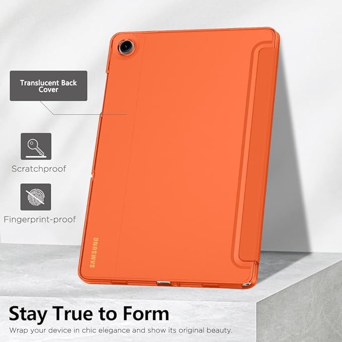 MoKo Case for Galaxy Tab A9+/A9 Plus 11 inch 2023, Slim Stand Protective Smart Cover with Hard PC Translucent Back Shell for Tab A9 Plus Tablet (SM-X210/X216/X218), Auto Wake/Sleep, Orange