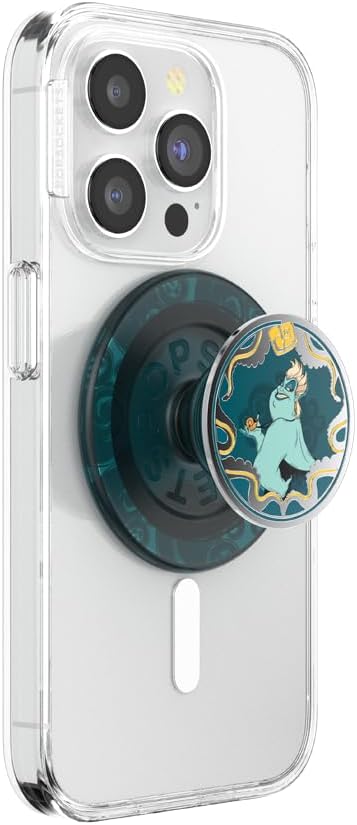 PopSockets Phone Grip for MagSafe with Kickstand, Magnetic Stand, Swappable Top, Secure Hold for iPhone MagSafe Cases, Phone & Tablet Grip, Disney - Enamel Essence of Ursula