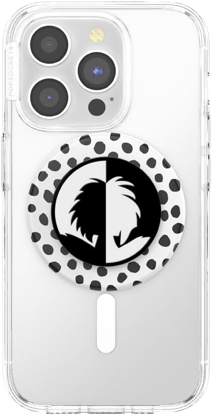 PopSockets PopGrip for MagSafe, Magnetic Phone Grip & Stand, Swappable Top, Secure Grip for iPhone MagSafe Cases, Kickstand for Hands-Free Viewing, Wireless Charging Compatible - Cruella De Vil