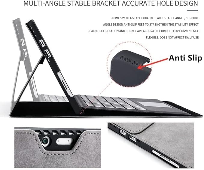 Surface Pro 7/6/5/4 Tablet Case, 12.3 Inch, Compatible with Type Cover Keyboard, Business Cover with Pen Holder, Black