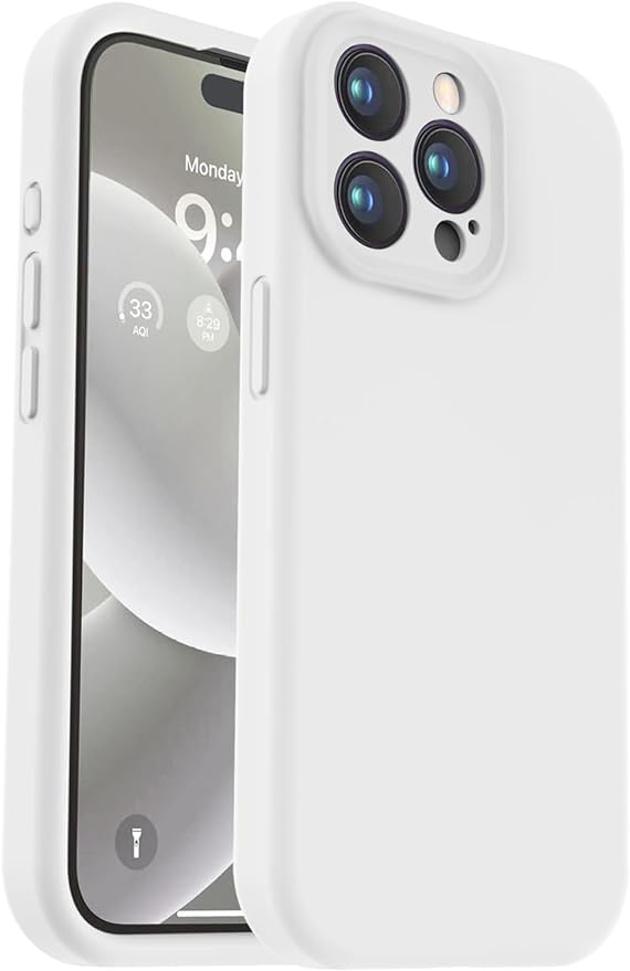 Vooii Compatible with iPhone 15 Pro Max Case, Upgraded Premium Silicone, [Camera Protection] [Soft Anti-Scratch Microfiber Lining] Shockproof Phone Case for iPhone 15 Pro Max 6.7 inch - White