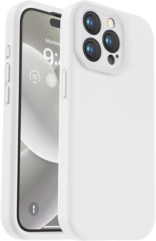 Vooii Compatible with iPhone 15 Pro Max Case, Upgraded Premium Silicone, [Camera Protection] [Soft Anti-Scratch Microfiber Lining] Shockproof Phone Case for iPhone 15 Pro Max 6.7 inch - White