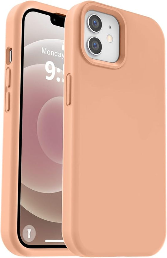 Vooii Compatible with iPhone 12 Case/iPhone 12 Pro Case, Liquid Silicone Upgrade [Soft Anti-Scratch Microfiber Lining] [Shockproof Drop Protection] Phone Case 6.1 inch - Cantaloupe