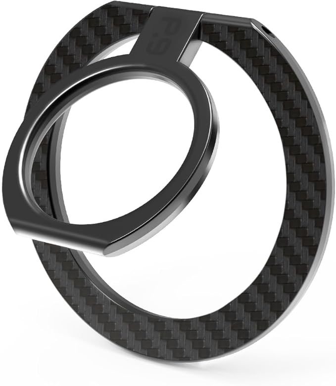 PureGear Magnetic Phone Grip Ring Stand, Magnetic Phone Ring Holder for MagSafe iPhone 16, 16 Pro, 16 Plus, 16 Pro Max, 15, 15 Plus, 14, 14 Pro, 14 Pro Max, 13, 12, Adjustable Kickstand(Carbon Fiber)