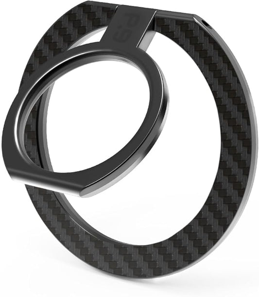 PureGear Magnetic Phone Grip Ring Stand, Magnetic Phone Ring Holder for MagSafe iPhone 16, 16 Pro, 16 Plus, 16 Pro Max, 15, 15 Plus, 14, 14 Pro, 14 Pro Max, 13, 12, Adjustable Kickstand(Carbon Fiber)