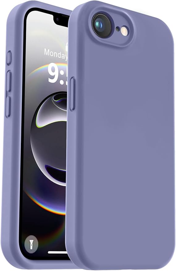 Vooii Compatible with iPhone 16e Case, Liquid Silicone Upgrade [Camera Protection] [Soft Anti-Scratch Microfiber Lining] Shockproof Phone Case for iPhone 16e 6.1 inch - Lavender Grey