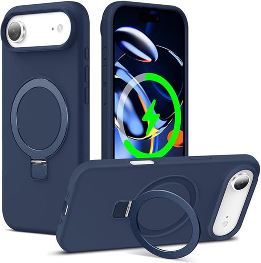 ZHK Liquid Silicone Designed for iPhone Air Case with Magnet Stand, [Precise Camera Lens Protection][Mil-Grade Drop Shockproof][Soft Anti-Scratch Microfiber Lining] Slim Fit Cover, Navy Blue