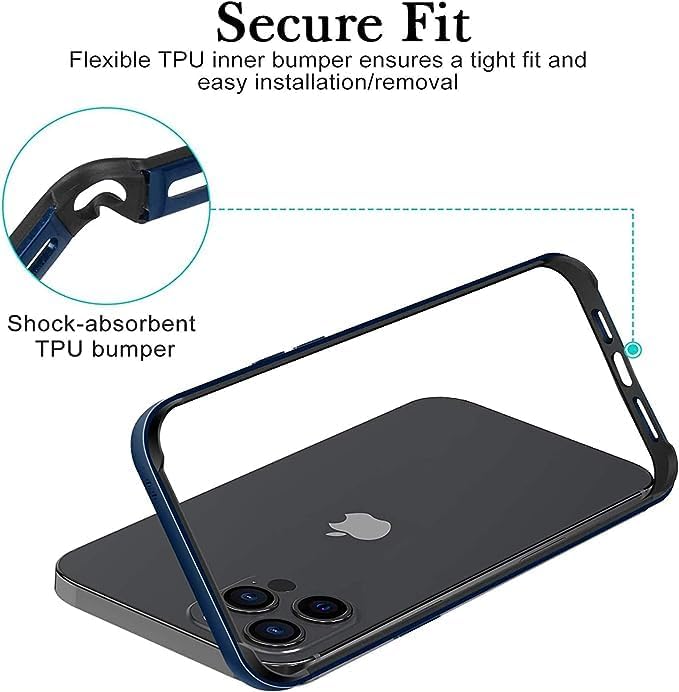 New Aluminum Frame Metal Bumper Frame Slim Hard Case Cover for iPhone16Plus, Metal Frame with Soft Inner Bumper, Raised Edge Protection (Blue, for iPhone16 Plus)