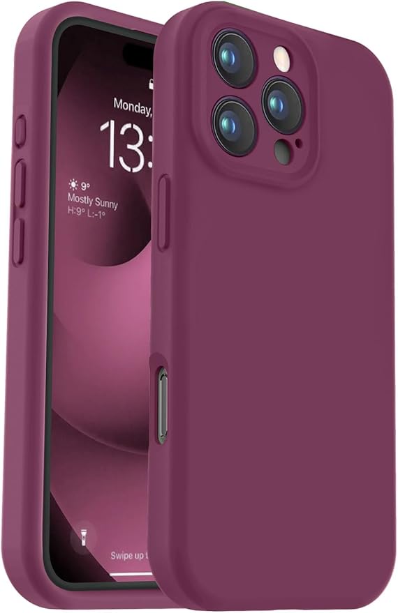 Vooii Compatible with iPhone 16 Pro Case, Liquid Silicone Upgrade [Camera Protection] [Soft Anti-Scratch Microfiber Lining] Shockproof Phone Case for iPhone 16 Pro 6.3 inch - WineRed