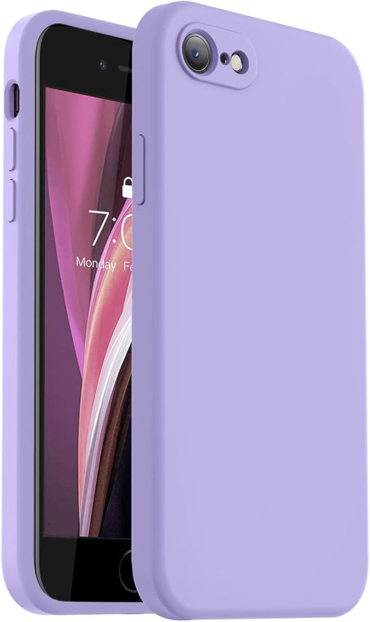 Vooii for iPhone SE Case 2022/3rd/2020,iPhone 8/7 Case, Upgraded Liquid Silicone with [Flat Edges] [Camera Protection] [Soft Anti-Scratch Microfiber Lining] Phone Case for iPhone SE - Light Purple