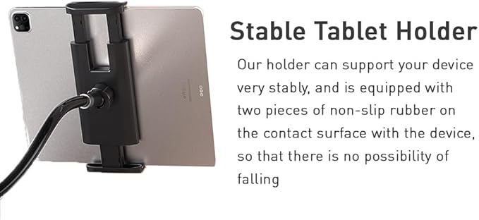 Gooseneck Tablet Holder - Flexible Tablet Stand, Tablet Holder,Cell Phone Holder,Cell Stand, Flexible Adjustable Arm in Bed for/Mobile Phone/Switch/etc, 98 cm Total Length (Black)