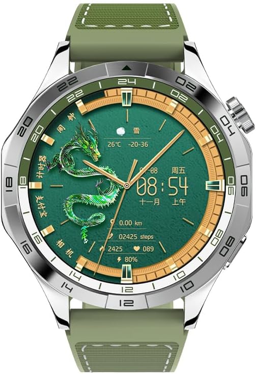 Smart Watch for Men Women - with 8+128GB Extra Storage, 1.43" AMOLED HD Screen, 24/7 Heart Rate/Sleep Fitness, 115+Sports Modes|IP68 Waterproof Compatible with iOS/Android (LGreen)