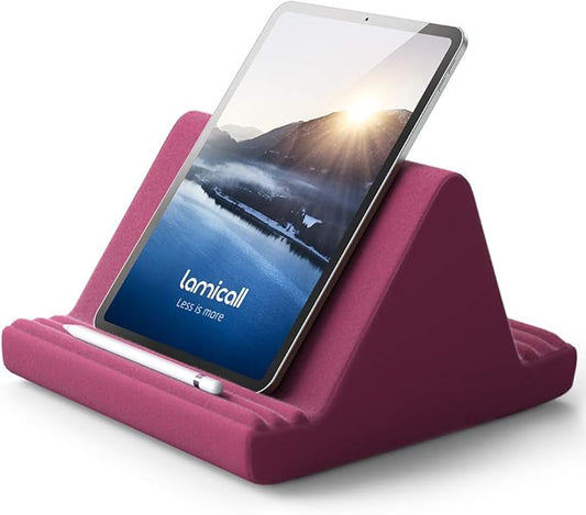 Lamicall Tablet Pillow Stand, Pillow Soft Pad for Lap - Tablet Holder Dock for Bed with 6 Viewing Angles, for iPad Pro 9.7, 10.5, 11, 12.9 Air Mini 4 3, Kindle, Galaxy Tab, E-Reader, Purplish Red
