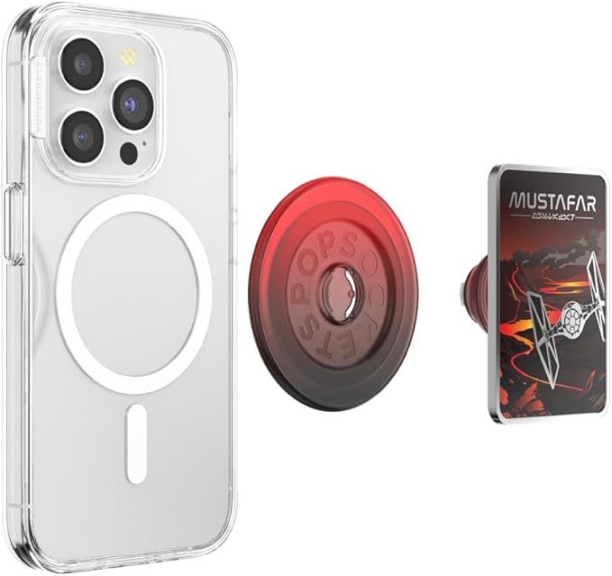 PopSockets Phone Grip for MagSafe with Kickstand, Magnetic Stand, Swappable Top, Secure Hold for iPhone MagSafe Cases, Phone & Tablet Grip, Starwars - Enamel Welcome to Mustafar
