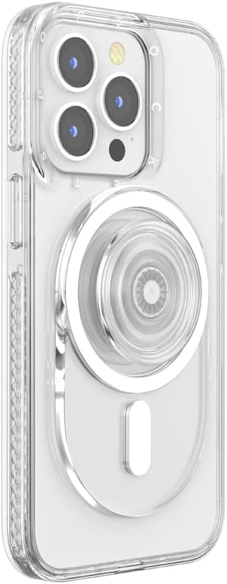 PopSockets PopGrip for MagSafe, Magnetic Phone Grip & Stand, Swappable Top, Secure Grip for iPhone MagSafe Cases, Kickstand for Hands-Free Viewing, Wireless Charging Compatible - Clear