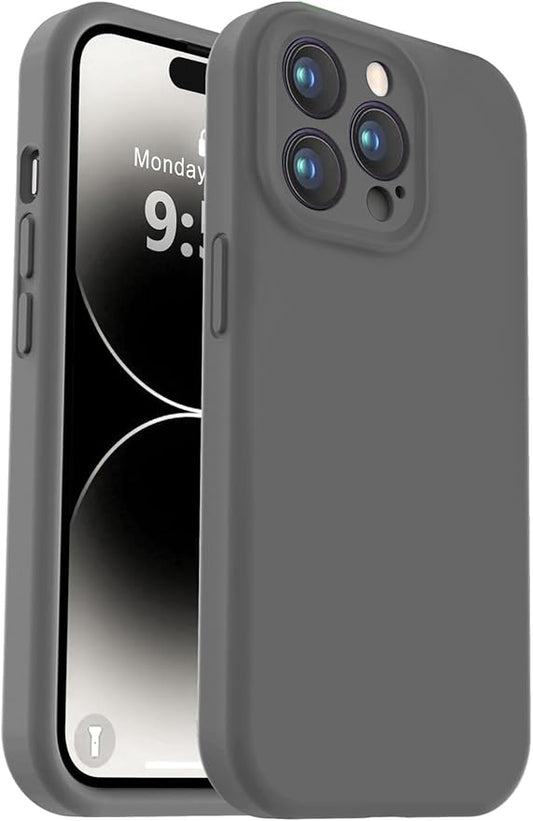 Vooii Compatible with iPhone 14 Pro Max Case, Liquid Silicone Upgrade [Camera Protection] [Soft Anti-Scratch Microfiber Lining] Shockproof Phone Case for iPhone 14 Pro Max 6.7 inch - Dark Grey