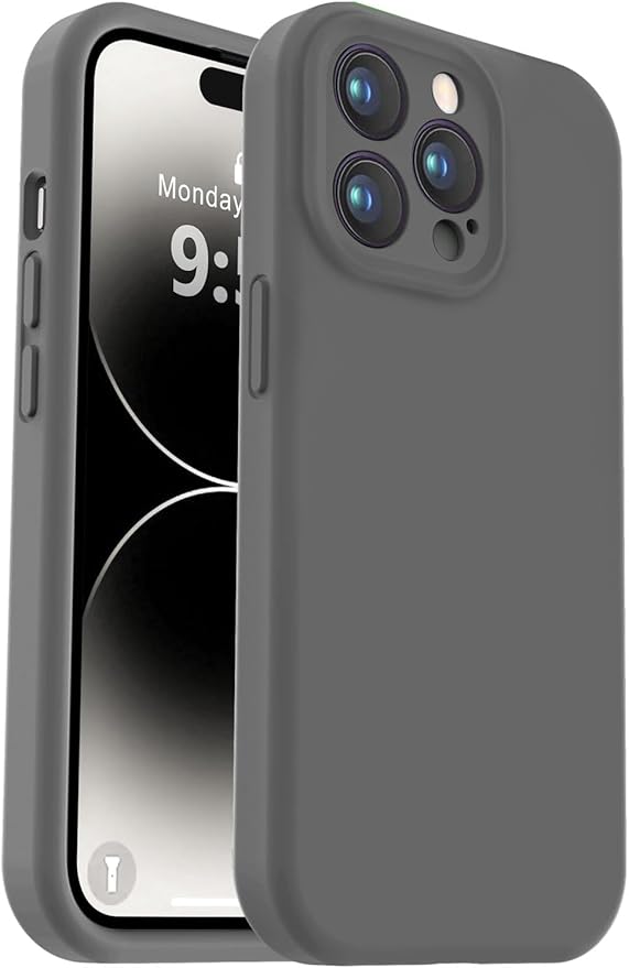 Vooii Compatible with iPhone 14 Pro Case, Liquid Silicone Upgrade [Camera Protection] [Soft Anti-Scratch Microfiber Lining] Shockproof Phone Case for iPhone 14 Pro 6.1 inch - Dark Grey