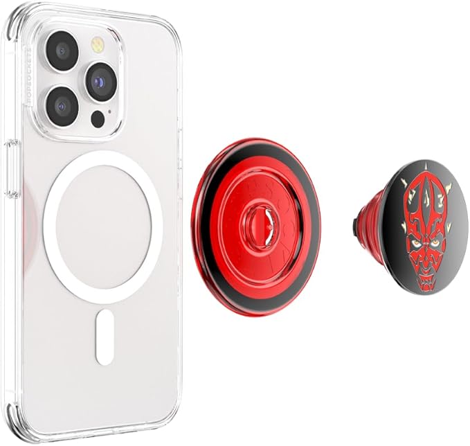 PopSockets Phone Grip for MagSafe with Kickstand, Magnetic Stand, Swappable Top, Secure Hold for iPhone MagSafe Cases, Phone & Tablet Grip, Starwars - Enamel Darth Maul