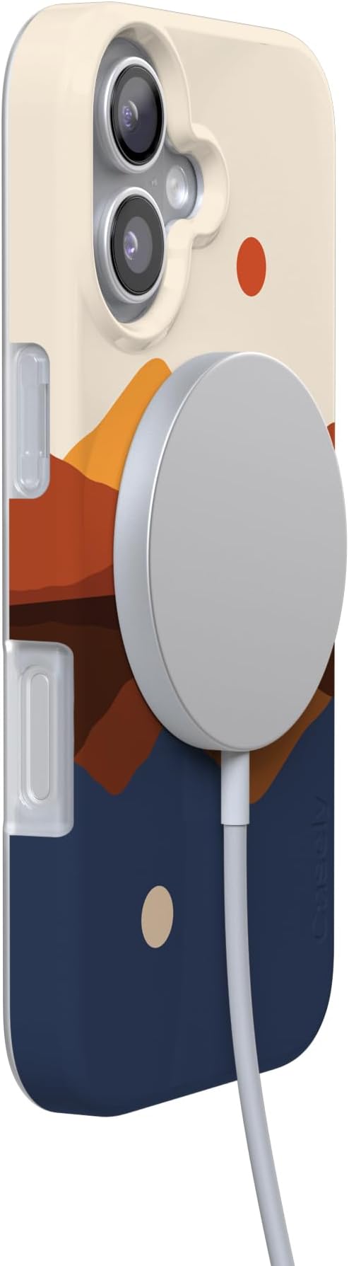 Casely iPhone 17 Case | Opposites Attract Day & Night Colorblock Mountains | Classic Ultra Slim Design | Compatible with MagSafe