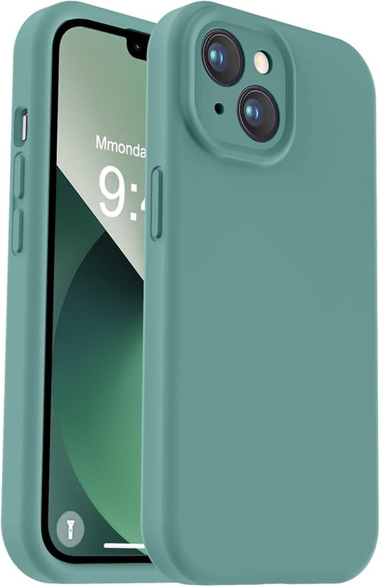 Vooii Compatible with iPhone 13 Case, Liquid Silicone Upgrade [Camera Protection] [Soft Anti-Scratch Microfiber Lining] Shockproof Phone Case for iPhone 13 6.1 inch - Pine Green