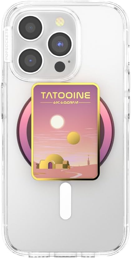 PopSockets Phone Grip for MagSafe with Kickstand, Magnetic Stand, Swappable Top, Secure Hold for iPhone MagSafe Cases, Phone & Tablet Grip, Starwars - Enamel Welcome to Tatooine