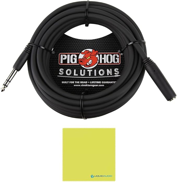 Liquid Audio Sennheiser HD 400 PRO Open-Back Dynamic Headphones in Black, Bundle w/Pig Hog PHX14-25 1/4" Headphone Extension Cable Polishing Cloth