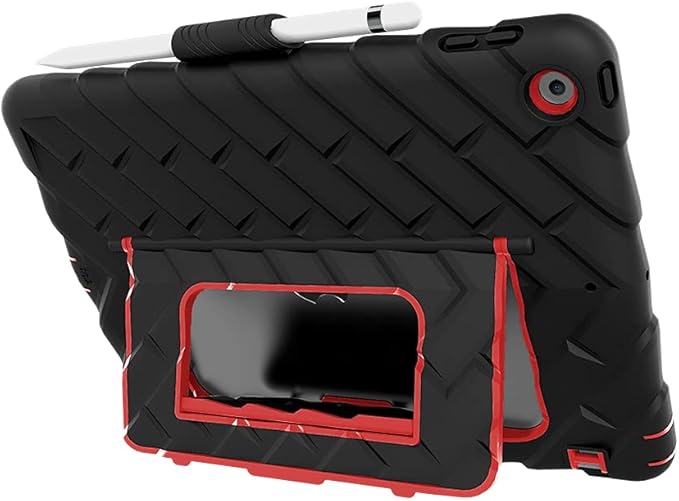 Gumdrop HideAway Case Fits Apple iPad 9th | 8th | 7th Gen (10.2-inch) Designed for K-12 Students Teachers and Classrooms– Drop Tested Rugged Shockproof Bumpers for Reliable Device Protection–Black/Red