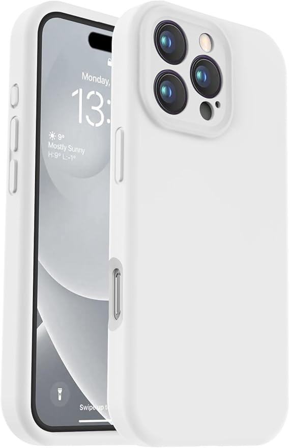 Vooii Compatible with iPhone 16 Pro Max Case, Liquid Silicone Upgrade [Camera Protection] [Soft Anti-Scratch Microfiber Lining] Shockproof Phone Case for iPhone 16 Pro Max 6.9 inch - White