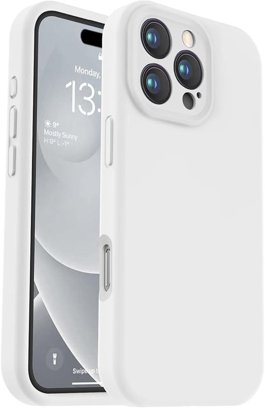 Vooii Compatible with iPhone 16 Pro Max Case, Liquid Silicone Upgrade [Camera Protection] [Soft Anti-Scratch Microfiber Lining] Shockproof Phone Case for iPhone 16 Pro Max 6.9 inch - White