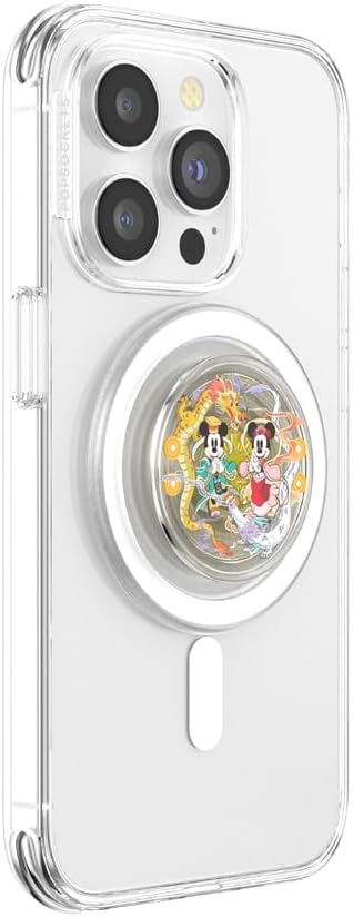 PopSockets Phone Grip for MagSafe, Secure Magnetic Phone Grip & Stand, Hands-Free Kickstand, Wireless Charging Compatible, Disney - Mickey + Minnie Year of The Dragon