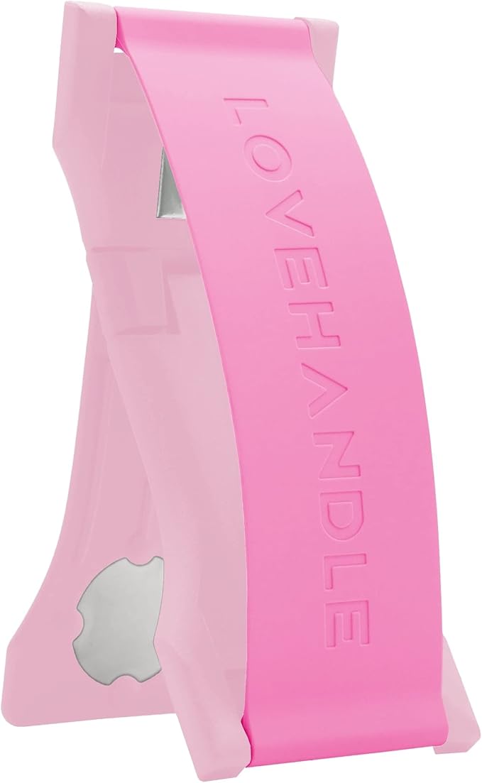 LOVEHANDLE PRO Premium Phone Grip - Silicone Phone Strap - Magnetic Phone Mount and Kickstand for Smartphone and Tablet - Bubblegum Pink Glow Silicone