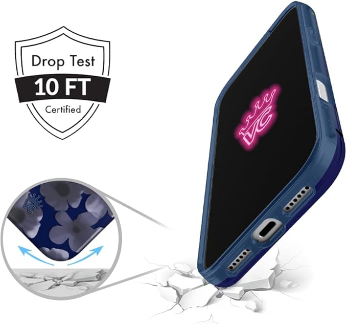 VELVET CAVIAR Case for iPhone 17 Pro | Compatible with MagSafe | 10ft Drop Tested | Protective Designer Cases | Midnight Blossom Blue Flowers