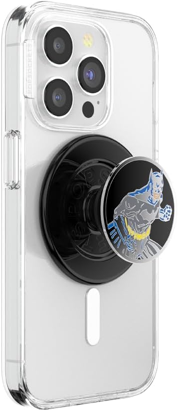 PopSockets Phone Grip for MagSafe with Kickstand, Magnetic Stand, Swappable Top, Secure Hold for iPhone MagSafe Cases, Phone & Tablet Grip, Batman - Enamel in Action