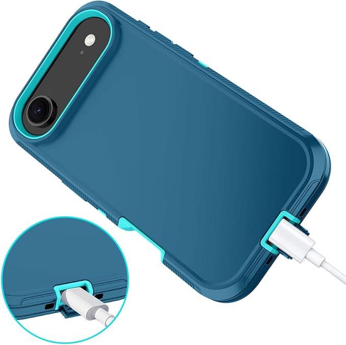 for iPhone Air Case/iPhone 17 Air Case Shockproof Dust/Drop Proof 3-Layer Full Body Protection [Without Screen Protector] Rugged Heavy Duty Cover for Apple iPhone Air 6.5" 2025,Turquoise