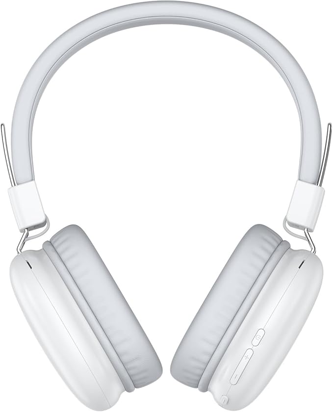 Kids Bluetooth Headphones, Over-Ear Wireless Headphones with Microphone, Safe-Volume 85dBA, Bluetooth 5.4, Foldable Lightweight and Comfortable, 50H Playtime, USB-C Charging, White
