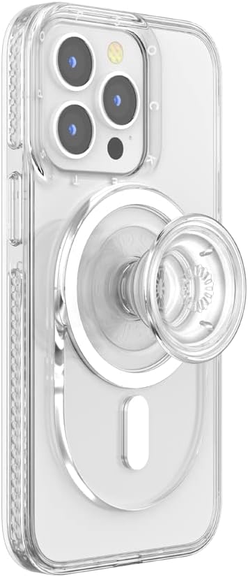 PopSockets PopGrip for MagSafe, Magnetic Phone Grip & Stand, Swappable Top, Secure Grip for iPhone MagSafe Cases, Kickstand for Hands-Free Viewing, Wireless Charging Compatible - Clear