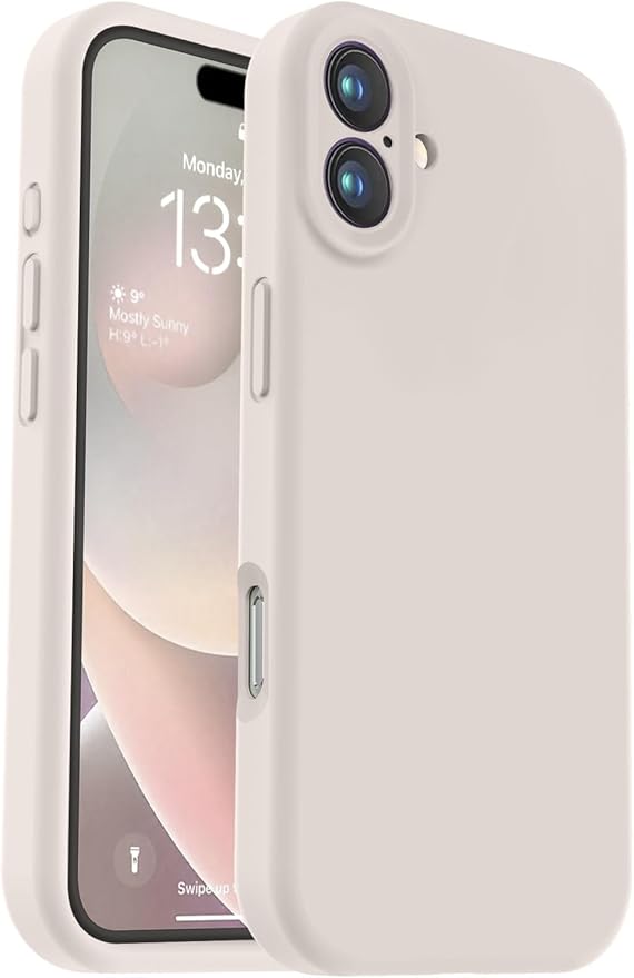 Vooii Compatible with iPhone 16 Case, Liquid Silicone Upgrade [Camera Protection] [Soft Anti-Scratch Microfiber Lining] Shockproof Phone Case for iPhone 16 6.1 inch - Stone