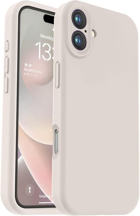 Vooii Compatible with iPhone 16 Plus Case, Liquid Silicone Upgrade [Camera Protection] [Soft Anti-Scratch Microfiber Lining] Shockproof Phone Case for iPhone 16 Plus 6.7 inch - Stone