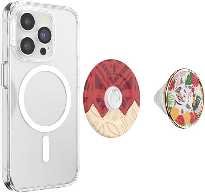 PopSockets Phone Grip for MagSafe with Kickstand, Magnetic Stand, Swappable Top, Secure Hold for iPhone MagSafe Cases, Phone & Tablet Grip, Moana - Enamel Pua's Paradise