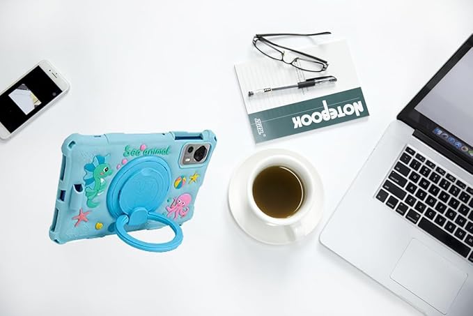 Tablet Case for ALLDOCUBE iPlay 50 Mini/60 Mini/DOOGEE T20 Mini/TCL/Samsung Galaxy Tab A 8.4 inch Soft Anti-Stress Silicone Case with Rotate Stand/Pencil Holder/Shoulder Strap/Pen (Sky Blue)