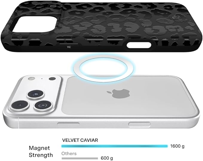 VELVET CAVIAR Case for iPhone 17 Pro | Compatible with MagSafe | 10ft Drop Tested | Protective Designer Cases | Black Leopard Print