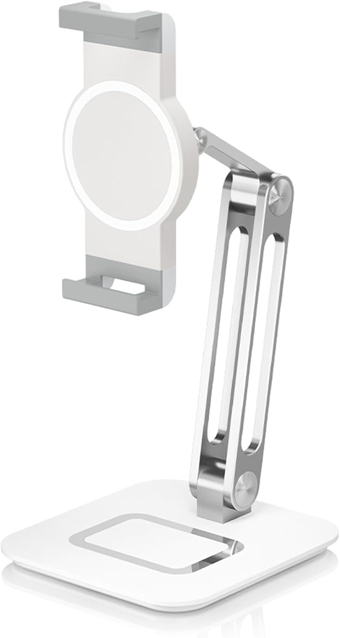 Tablet Stand,Phone Stand,Adjustable Height and Angle Folding Aluminum,Suitable for Desktop use, Compatible with 4.7-12.9" Tablet,Phone,iPads & More,VC-Z1718(1Packs,Silvery)