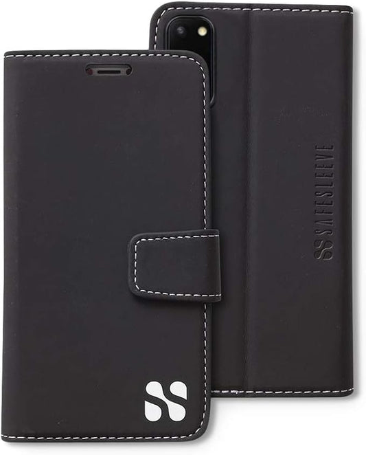SafeSleeve EMF Protection Anti Radiation Samsung Galaxy Case: Galaxy S23 Plus RFID EMF Blocking Wallet Cell Phone Case (Black)