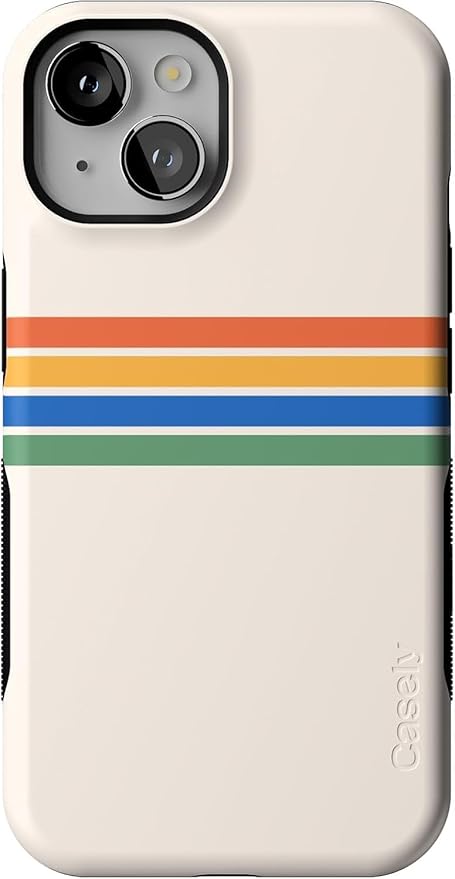 Casely iPhone 14 Case | Totally Groovy | Rainbow Stripes Colorblock | Compatible with MagSafe | Bold Protective Design