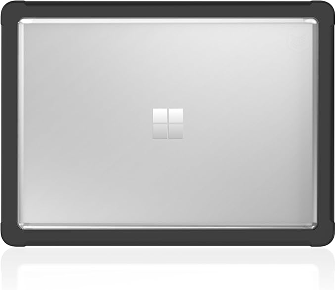 STM Dux Case for Microsoft Surface Laptop 7th Edition (13.8") – Slim Rugged Protective Shell with Transparent Back, Non-Slip Feet, Open-Hinge Cooling, TPU Clip-On Design – Black