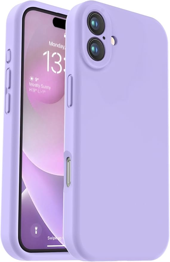 Vooii Compatible with iPhone 16 Plus Case, Liquid Silicone Upgrade [Camera Protection] [Soft Anti-Scratch Microfiber Lining] Shockproof Phone Case for iPhone 16 Plus 6.7 inch - Light Purple