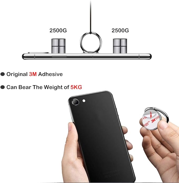 Cell Phone Ring Holder Stand, Cell Phone Grip Holder, Adhesive Phone Grip for Phones and Cases. (Glitter Silver)